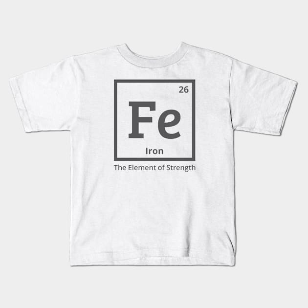 Minimalistic Fe (Iron) Design with "The Element of Strength Kids T-Shirt by Magicform